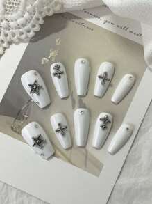 简约纯白复古星空经典朋克高端可穿戴美甲贴片指甲贴美甲用品指甲