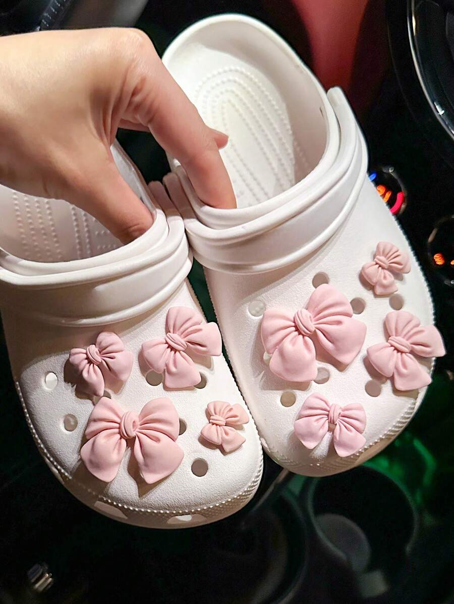 8 piezas de decoración de lazos rosas de resina, de tamaños talla grande grandes y talla grande pequeños, para accesorios de chanclas, sandalias y zuecos para adultos/niños, regalo para mujeres