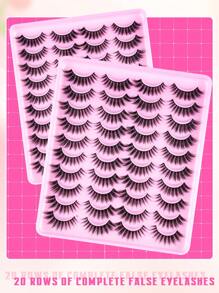 20 Pairs Natural Looking Fluffy False Eyelashes, Faux Mink Eyelashes, Cat Eye Lashes, Soft & Reusable Eyelash Strips