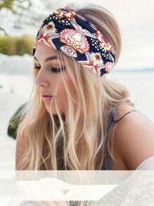 Tropical Printed Fashion Knotted Headband, Suitable For Women & Girls, Colorful Headbands, Sports Headbands, Yoga Hair Accessories, Comfortable Non-Slip Elegant Printed Sports Headband, Boho Style
