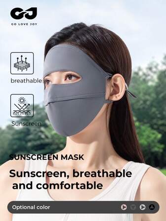  GOLOVEJOY 1pc Summer New Full Face Sun Protection Mask, Ice Cooling Breathable UV-Proof Mask, Solid Color Elegant Face &amp; Eye Shade, Unisex, Suitable For Cycling, Driving, Hiking, Outdoor Sports