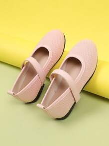 1 pereche de pantofi fără platformă roz pentru fete, mărime mare, material textil de culoare uni, design cu velcro, vârf rotund, talpă moale din TPR antiderapantă, pantofi drăguți de prințesă la modă, potriviți pentru fete cu vârsta cuprinsă între 1 și 12 ani, zi de zi, petrecere, casual, călătorii, primăvară/toamnă 2025 - Roz - Vizualizare 5