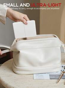 1pc Portable Triple Fold Makeup Mirror, Desktop LED Folding Makeup Mirror, With 2x And 3x Magnification, Supported By A Stand, Suitable For Carrying Beauty Gifts (Battery Powered)