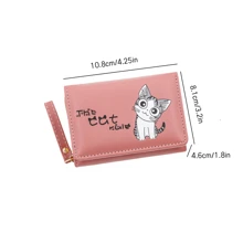 1pc New Cute Cartoon Print Compact Folding Women Small Wallet, Fresh PU Trifold Coin Purse, Fashion Ladies Accessory
