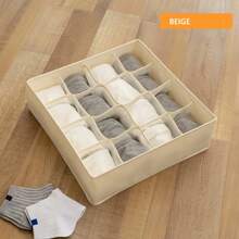 Foldable Fabric Grid Storage Box, Underwear Organizer Container For Socks, Bras, Panties, Closet Drawer Divider
