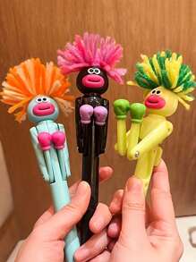 1/3pcs Fun Boxing Bang Hair Pattern Ballpoint Pen Creative Design, Perfect Choice For Students And Office Use, 1.0mm Black Ink Writing Pen, Smooth Writing Ballpoint Pen - Multicolor - View 13