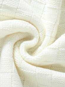 Custom Handmade Embroidered Name Plaid Knit Baby Blanket, Swaddle Wrap, All Seasons - White - View 5