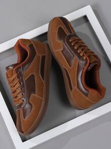 棕色运动鞋女鞋复古经典系带平底休闲运动鞋女运动鞋软底防滑舒适运动鞋