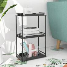 Bathroom Counter Organizer With 3 Tier Countertop Storage Shelf For Kitchen Spice Rack And Cosmetic Organization, Ideal For Bathroom, Kitchen, Living Room, Bedroom Or Dressing Table In Black Color