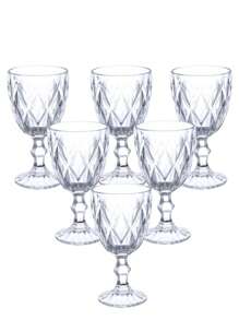 Conjunto 6 Taças de Vidro 340ml Transparente Furta-Cor e Âmbar Elegância para Todas as Ocasiões