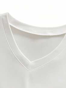 Camiseta de manga corta con cuello en V de unicolor y versátil para hombres