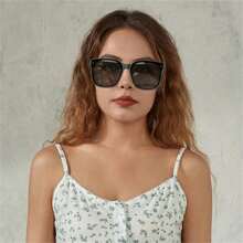 Gafas de sol retro personalizadas, resistentes a los rayos UV y a los rayos azules para mujer - Negro - Ver 3