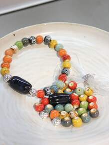 1 Set DIY Beading Materials Handmade Bracelets, 6mm & 8mm Ceramic Beads, Not Finished Product
