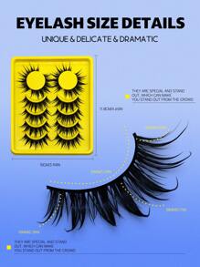 GROINNEYA 6 Pairs Wet Manga Lashes Anime False Eyelashes Natural Look Fake Lashes Wet Wispy Eyelashes Extensions Makeup Tool(SJ03) - Black - View 7