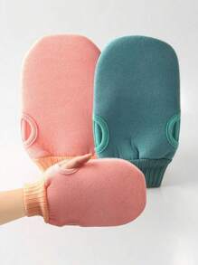 3 Stücke Peeling Körper Bade Bürsten Handschuhe, Abschuppen Handschuhe zum Entfernen von Abgestorbener Haut, doppelseitige Körper Reinigungstools für SPA Schaummassage, Peeling Handtücher, umkehrbare Badehandschuhe zum Peelen, geeignet für Spa, Massage und Körperpeeling, Körperpeeling Bad Accessoires, Abgestorbene Haut Entferner und Gesichtsmassage, grün, rosa und blau, Tasche, Organizer, Aufbewahrung, Haarclips