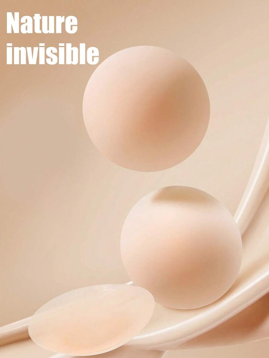 2pcs 8cm/10cm Thin Invisible Breast Petals, Party Dress Strap Nipple Cover, Waterproof Solid Silicone Bust Pads For Women - Multicolor - View 1