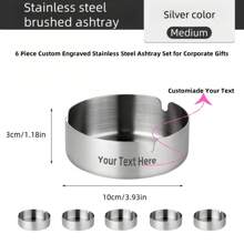 Set da 6 posacenere personalizzati in acciaio inox, incisi su misura per regali aziendali, ed eventi - con il nome della tua azienda, perfetti per matrimoni, feste al bar, caffetterie