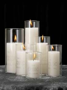 6pcs/4pcs/1pccandle Vase, Floating Candle Holder, Glass Candle Holder, Glass Hurricane Candle Holder, Clear Glass Candle Holders, Pillar Candle Holder, Candle Vase, Suitable For Candlelight Dinner, Birthday Party, Hotel Banquet, Wedding, Can Place Floating Candle,Room Decor, Clear Glass Cylinder Vase, Gifts Graduation