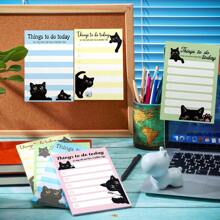 1pc Creative Cat Shaped Sticky Notes, Cute Animal Cartoon Memo Pad, Student Ins Reusable Note Stickers