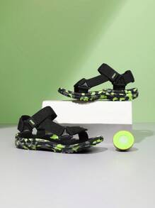 Sandalias deportivas de unicolor para niños, forro interior cómodo que reduce la fricción, ligeras y transpirables de secado rápido, suela de doble capa antideslizante, apropiadas para uso diario casual, playa y vacaciones