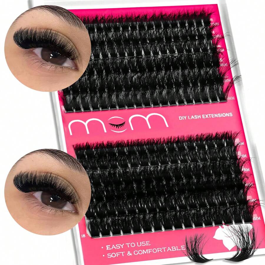 MEM 240pcs 80D+100D DIY Eyelash Extension Faux Mink Lashes - Premium D-Curl Voluminous Natural Look Individual False Eyelashes, Reusable, Lightweight And Easy To Apply - D - 查看 1