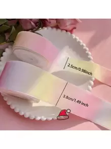 1 pieza Cinta de poliéster arcoíris multicolor de 3m, cinta con estampado degradado por transferencia de calor para accesorios de cabello, ropa y accesorios decorativos - Multicolor - Ver 4