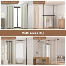 Room Divider, No Drilling Curtain Rod, Adjustable Heavy Duty Metal Tension Partition Room Dividers, Wall Divider For Room Separation Not Include Curtains - Black - View 7