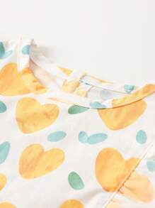 Baby Girls' Sweet Casual Ruffle Heart Bow Sleeveless Dress, Suitable For Beach Resort In Summer