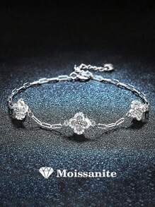 1 szt. Modna luksusowa bransoletka z 925 srebra 1,5 karata Moissanite, odpowiednia dla kobiet do noszenia na co dzień, na imprezę, wesele, rocznicę, Dzień Matki, prezent na Walentynki