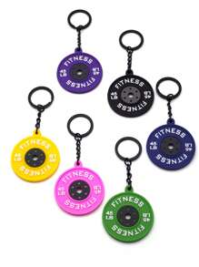 1pc Creative Cute Fitness Series Barbell Dumbbell Pendant Key Chain, Backpack Accessory - Multicolor - View 2