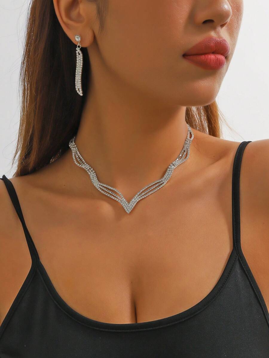 Supra Diamanto Elegant Glamorous Sexy CZ Crystal Necklace 3 In 1 - Multicolor - View 1