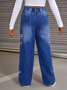 Streecool Teen Girl & Teens Girls Vintage Street Style Casual Loose Wide Leg Comfortable Jeans