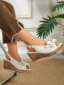 2025 Girls' Peep-Toe Design Sandals, Minimalist & Practical - White - View 3