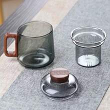 玻璃滤水杯，玻璃杯，茶杯，耐热茶水分离杯，办公家用水杯，迷你杯，新款设计 - 灰色 - 查看 6