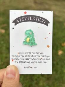 1pc Cute Dinosaur Hug Card, Pocket Hug With Encouragement, Thank You Cards, Birthday Gift For Men,Christmas - Multicolor - View 2
