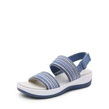 Women Low Wedge Walking Sandals 1.5-Inch Wedge Heel Lightweight Soft Footbed Flat Sandals Comfortable Indoor Outdoor EVA Outsole Shoes - 藍色 - 查看 4