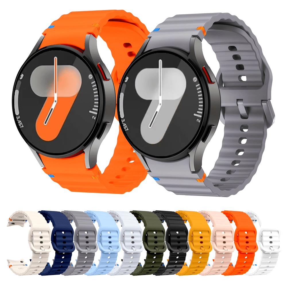 Adjustable Silicone Strap Compatible With Samsung Watch 7 6 5 4 FE Suitable For 40mm 44mm 46mm 43mm 47mm 4 Classic 42mm 46mm 5 Pro 45mm Belt Buckle Closure, Comfortable Bend Wave Stitching Design In Multiple Colors, Wearable Technology Device Smooth Strap Completed Strap Watch Accessories Soft Silicone Strap Replacement Strap Accessories Wristband | Modern Strap | Same Color Metal Strap Buckle, Suitable For Both Men And Women's Straps