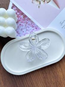 4 pièces/set Clips à cheveux en plastique de fausse plumeria pour femmes de grande taille - rose, blanc, bleu, transparent - design élégant, polyvalent, minimaliste, convient pour le quotidien, les fêtes et les occasions spéciales