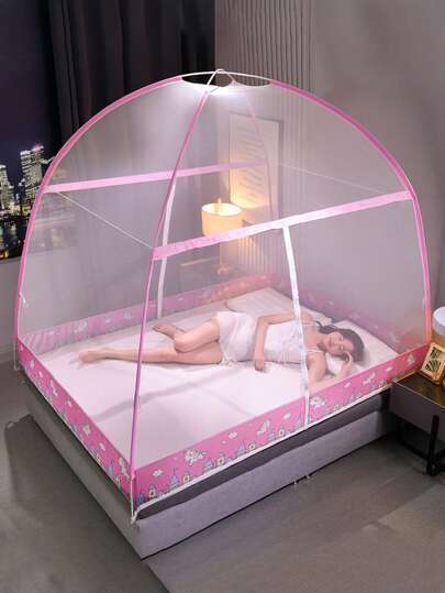 Mosquitera Plegable con un fondo Sin Instalación y Necesita Colgarse Para Cama Individual Y Doble