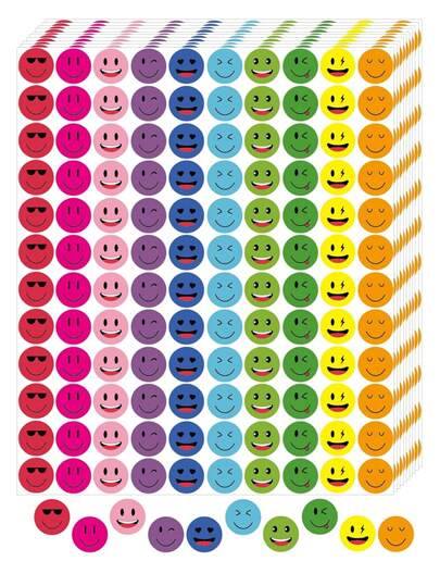 1200pcs/Set (10 Sheets) School Reward Behavior Performance Happy Smiling Face Stickers, Colorful Round Encouragement Label Stickers, 10 Styles, Waterproof PVC Teacher Reward Sticker,School Supplies,Back To School