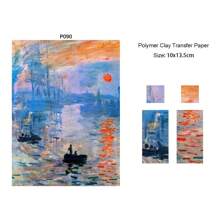 Van Gogh Monet Serie Zacht Aardewerk Speciaal Aquarel Transferpapier DIY Oorbellen Sieraden Kleuren Stickers Polymeer Klei Gereedschap