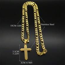 Stainless Steel Cross Necklaces For Men Gold Silver Color Hip Hop Man Necklace Jewelry