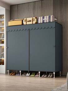 1 Standalone Metal Wardrobe Organizer System, 59.05 Inch Width, Sturdy Steel Frame With Reinforced Joints, Waterproof Fabric Cover, Moisture & Dust Proof, Easy To Clean, Standalone Weather-Resistant Closet, Enclosed Storage Capacity ≥3.2 Cubic Feet, Height ≥27 Inch, Wall-Mounted Wardrobe System