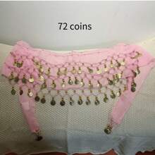 1 pièce Accessoires de danse du ventre, écharpe de hanche de danse du ventre, ceinture de danse, écharpe à nouer à la taille, ceinture de pratique à la taille, chaîne de taille décorée de pièces, cache-ceinture de costume de danse, tenue de danse