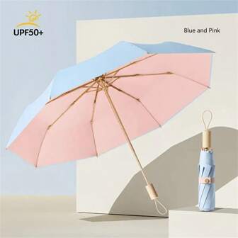 1pc [Heavy Duty, Stylish & Durable] Windproof & Waterproof Aluminum Alloy Umbrella - Lightweight Folding Design For Sun & Rain