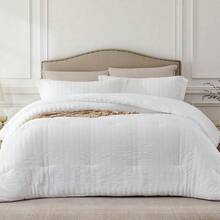 White King Comforter Set - 3 Pieces Seersucker Lightweight Bedding Comforter Sets (1 Soft Fluffy Comforter & 2 Pillowcases) - All Seasons Cozy Modern Bed Sets For Women Men