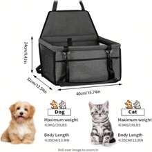 Portable Pet Car Seat For Small To Medium Dogs And Cats, Easy Assembly, Foldable Travel Carrier With Removable Safety Strap And PVC Support, Anti-Collapse, Deep Gray