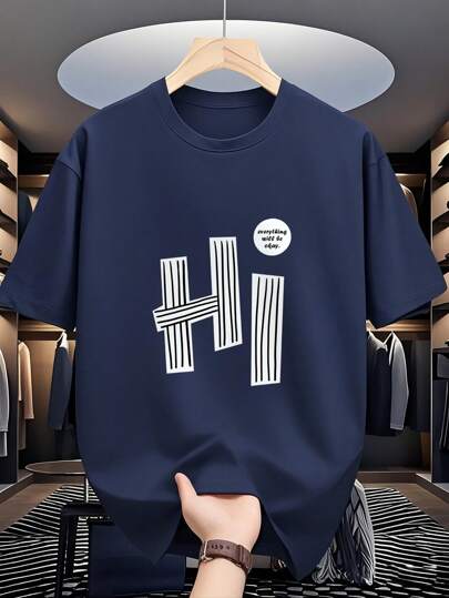 男士圆领短袖T恤，简约风格适合夏季