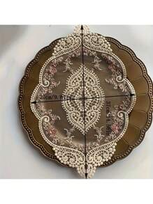 1pc French Lace Embroidered Mat, Decorative Vintage Organza Pad For Furniture, Bedside Table, Photography Prop, Coaster