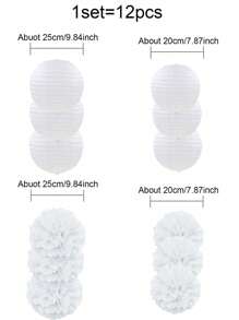 Set mit 12 Stück/24 Stück/36 Stück weiße und rosa Papier Laterne Blumen, für Hochzeitsdekoration, Party, Geburtstag, Einweihungsfeier, Deckendekorationen - Weiss - Übersicht 13